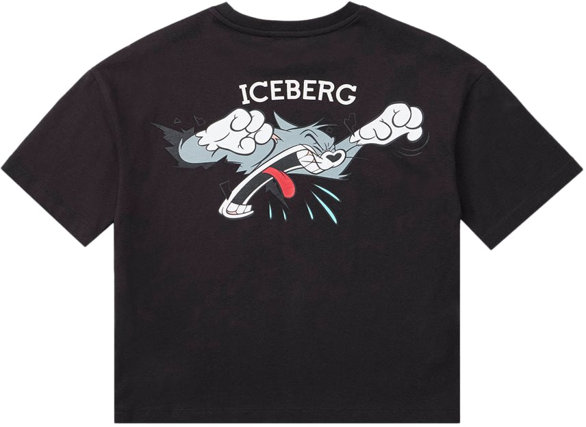 Iceberg KIDS - Black short-sleeved T-shirt with Tom from Looney Tunes design Zwart