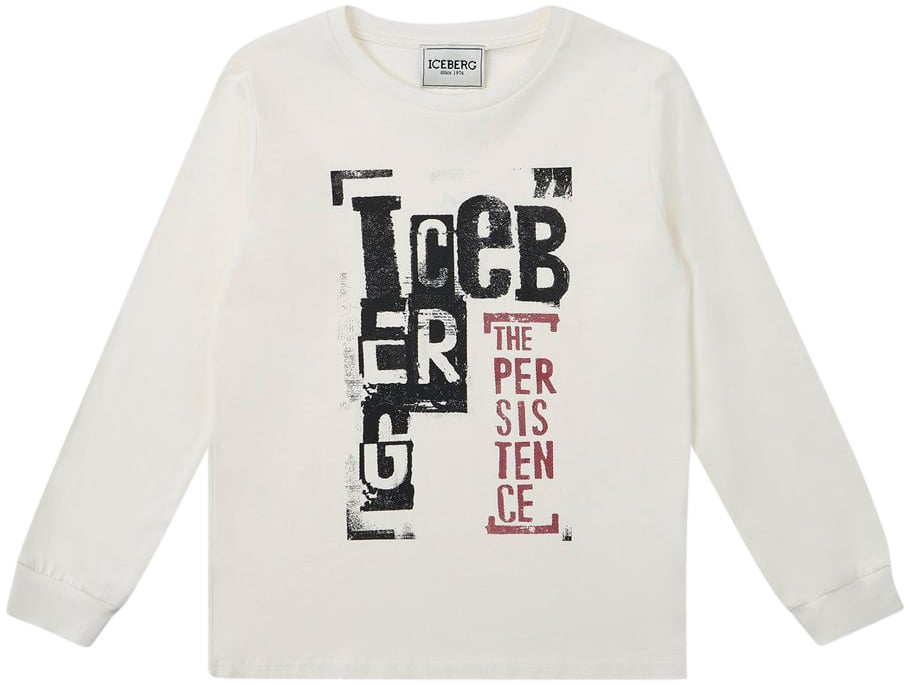 Iceberg KIDS - Vanilla long-sleeved T-shirt with Iceberg logo Wit
