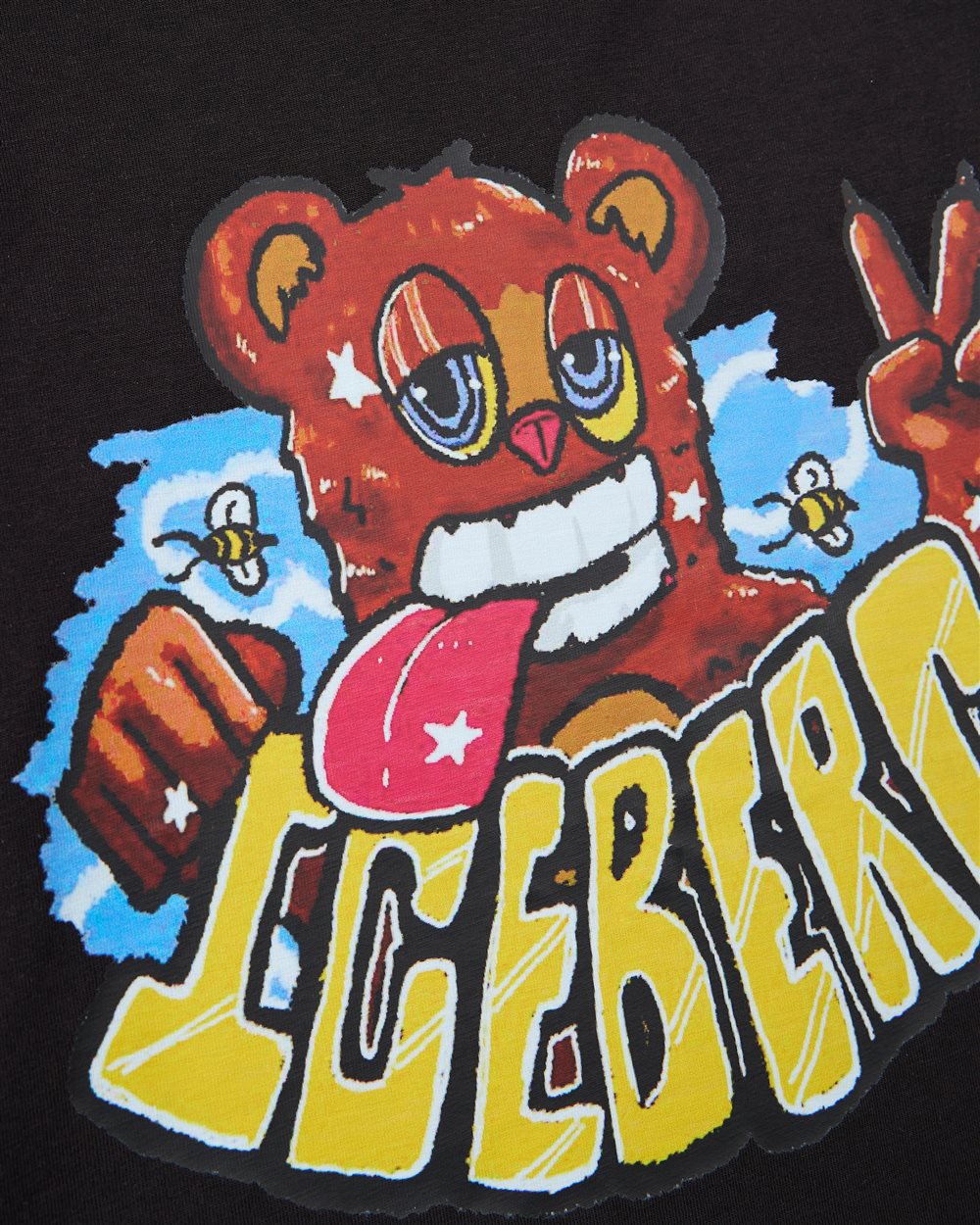 Iceberg KIDS - Black long-sleeved T-shirt with Iceberg logo and cartoon designs Zwart