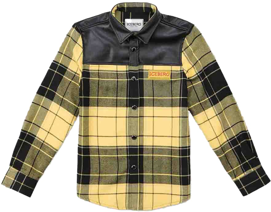 Iceberg KIDS - Black and yellow check shirt with black bib Divers