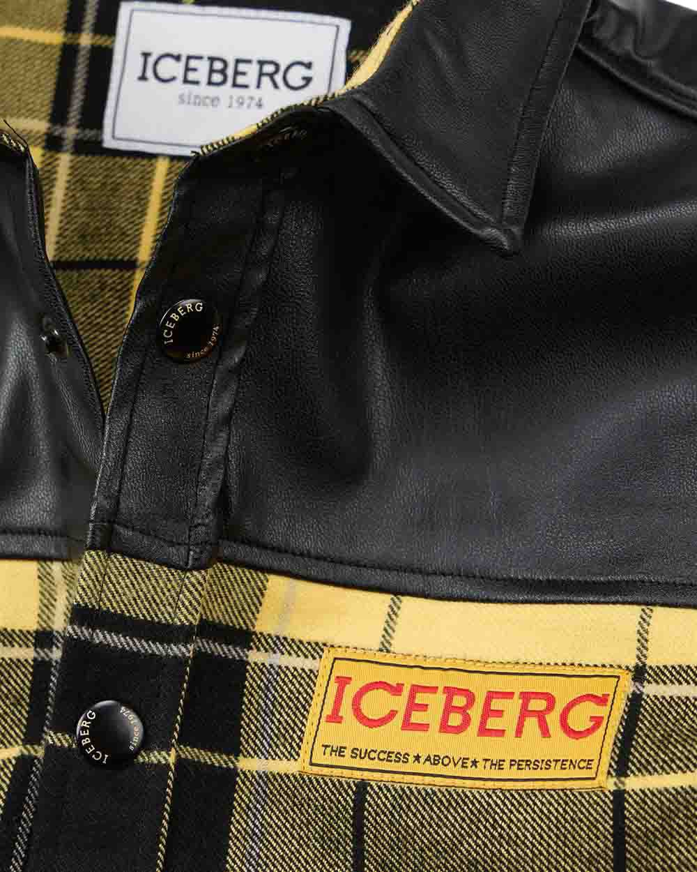 Iceberg KIDS - Black and yellow check shirt with black bib Divers
