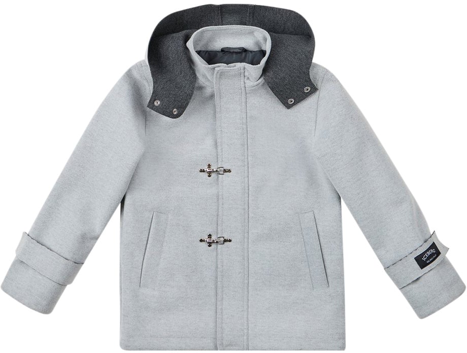 Iceberg KIDS - Light gray jacket with hood and metal hook fastening Grijs