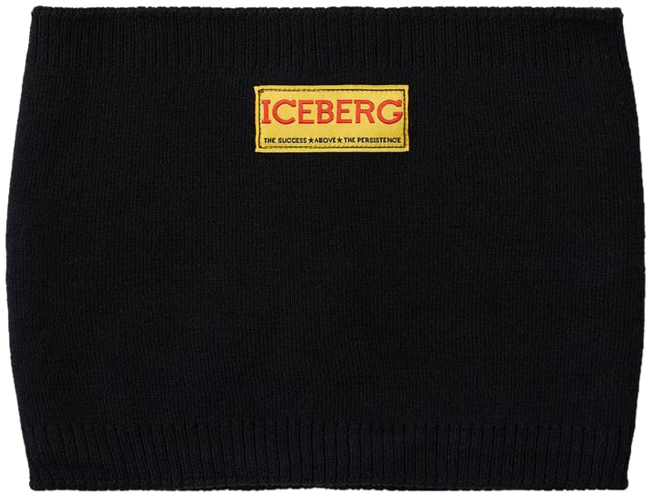 Iceberg KIDS - Black wool headband with Iceberg logo on a yellow tag Zwart