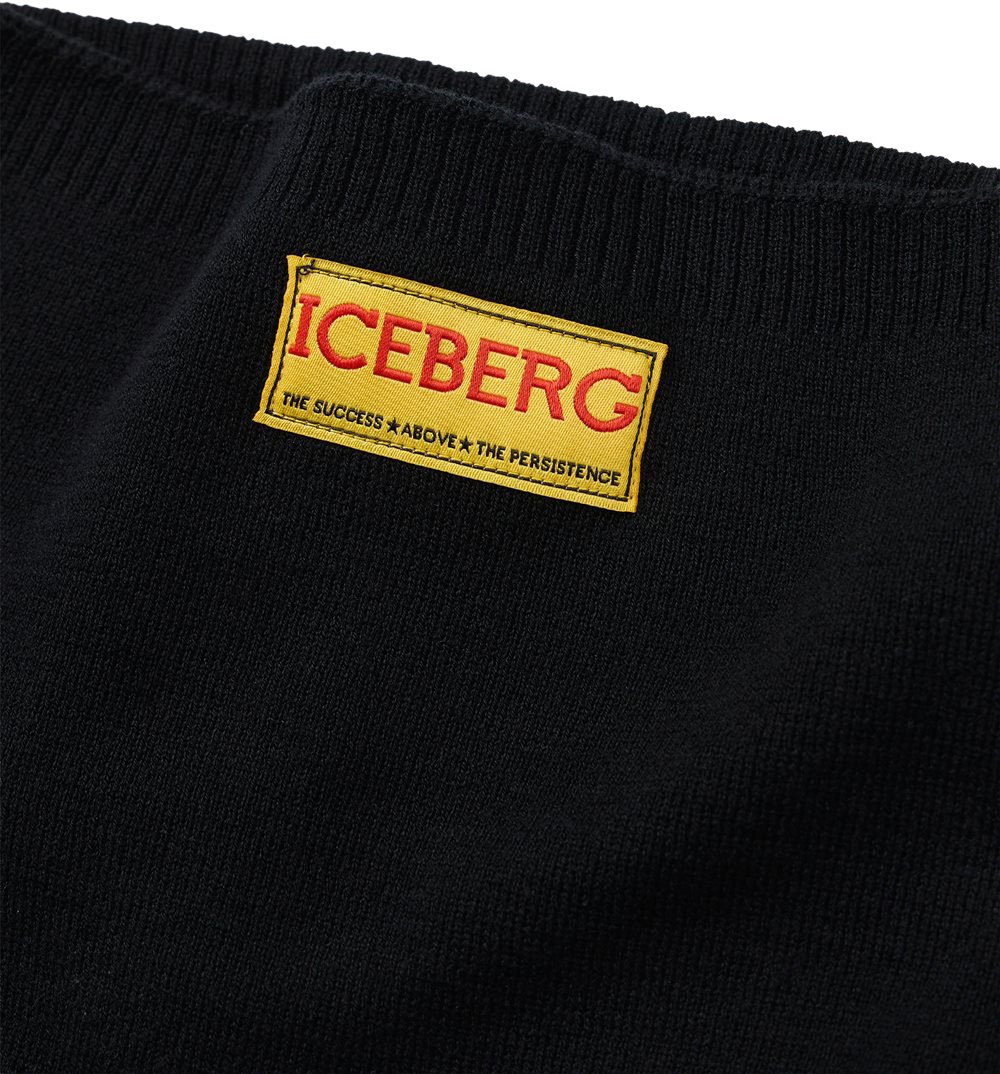 Iceberg KIDS - Black wool headband with Iceberg logo on a yellow tag Zwart