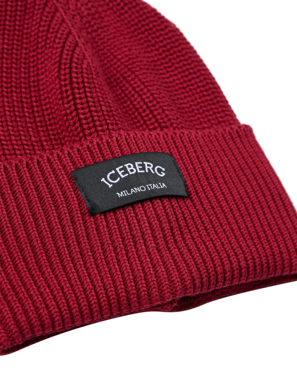 Iceberg KIDS - Red wool beanie hat with black patch and Iceberg logo Rood