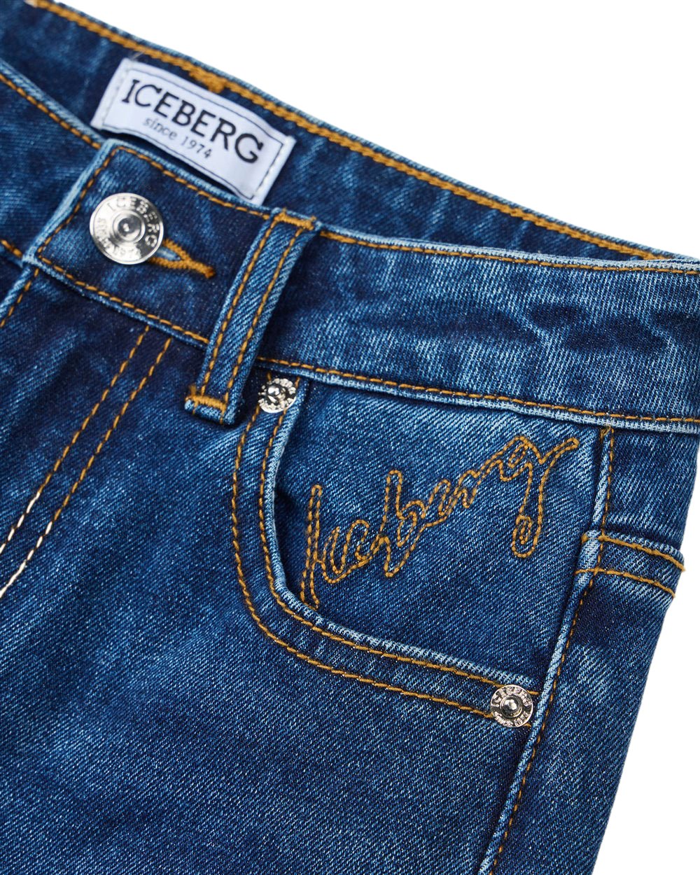 Iceberg KIDS - Indigo 5-pocket wide-leg jeans with faded legs Blauw
