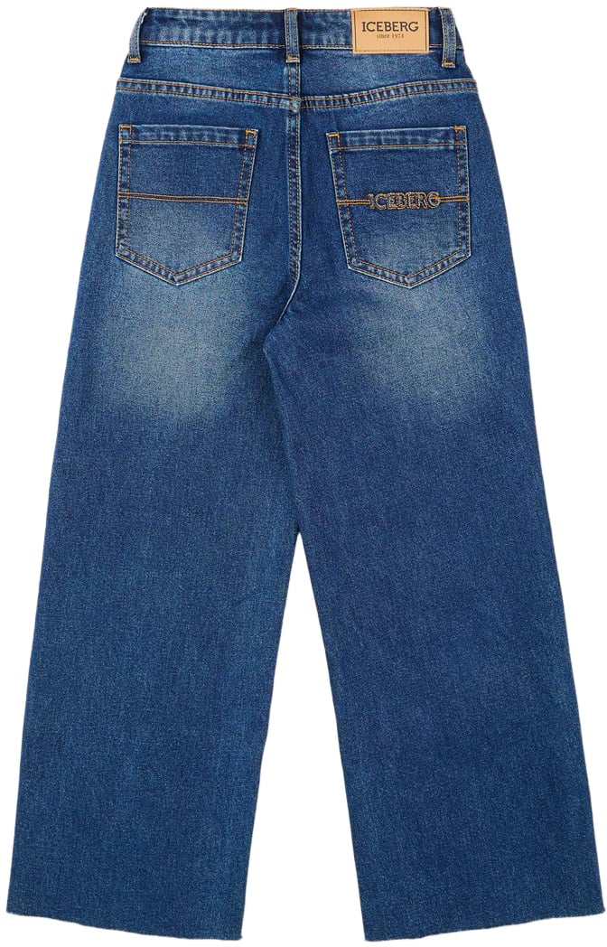 Iceberg KIDS - Indigo 5-pocket wide-leg jeans with faded legs Blauw