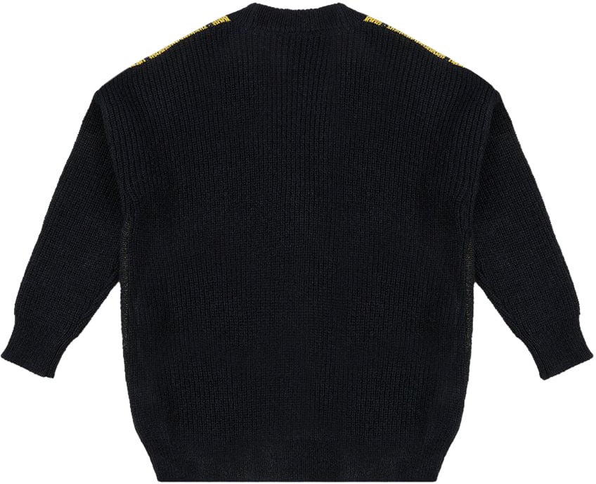 Iceberg KIDS - Black wool cardigan with yellow and white patterned details Zwart