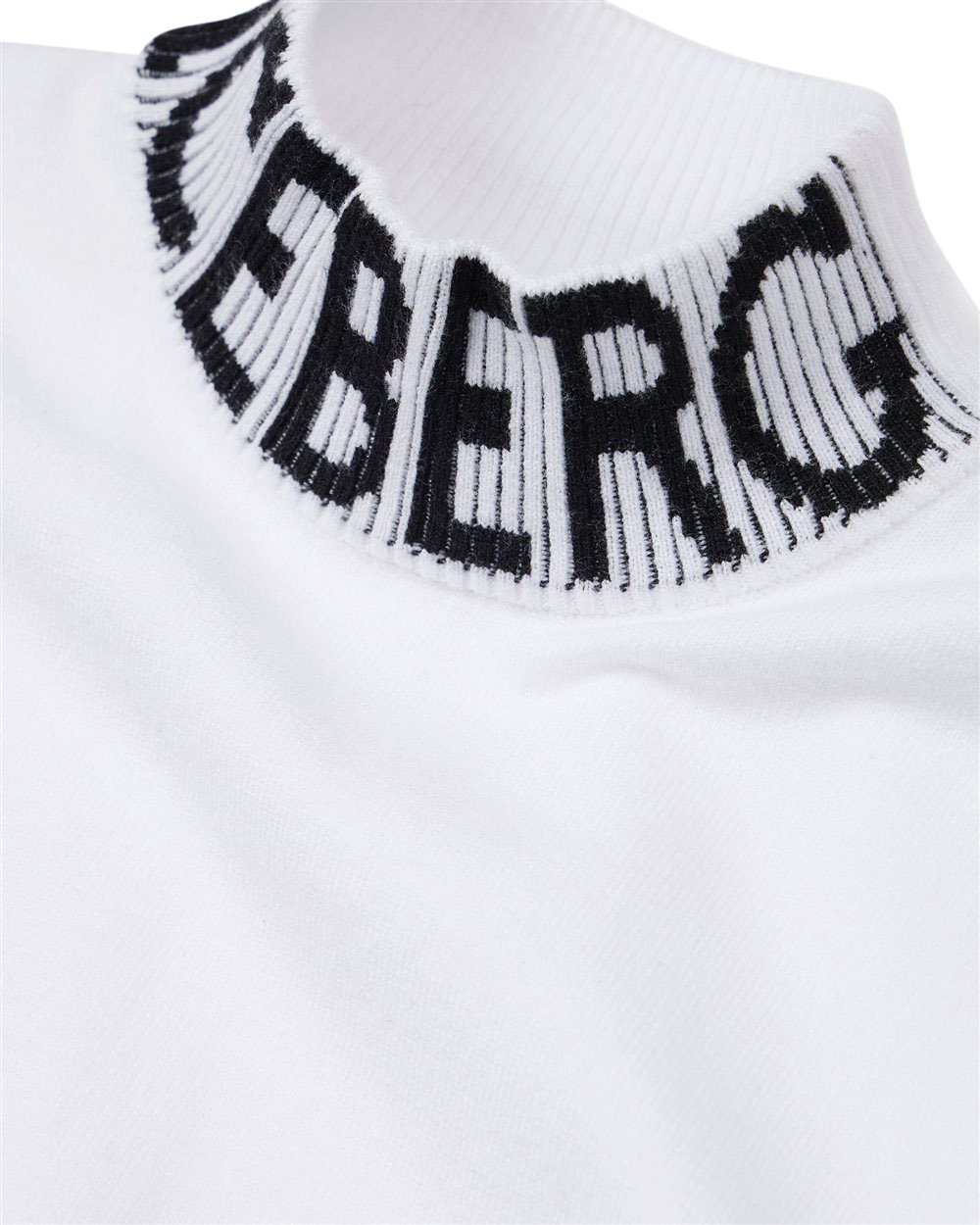 Iceberg KIDS - Optical white mock turtleneck with contrasting jacquard Iceberg logo Wit