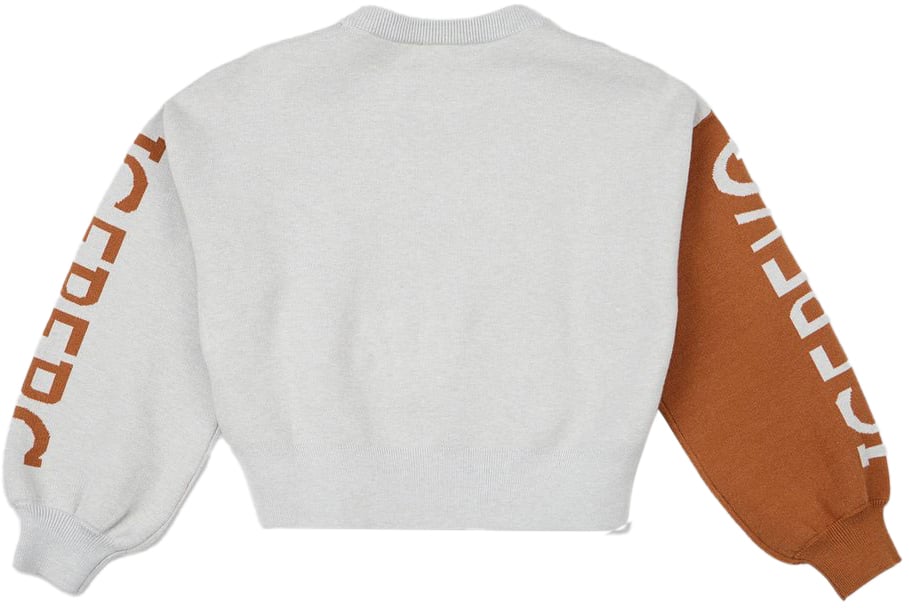 Iceberg KIDS - Vanilla crewneck sweater with contrasting sleeves and Bugs Bunny Iceberg Wit