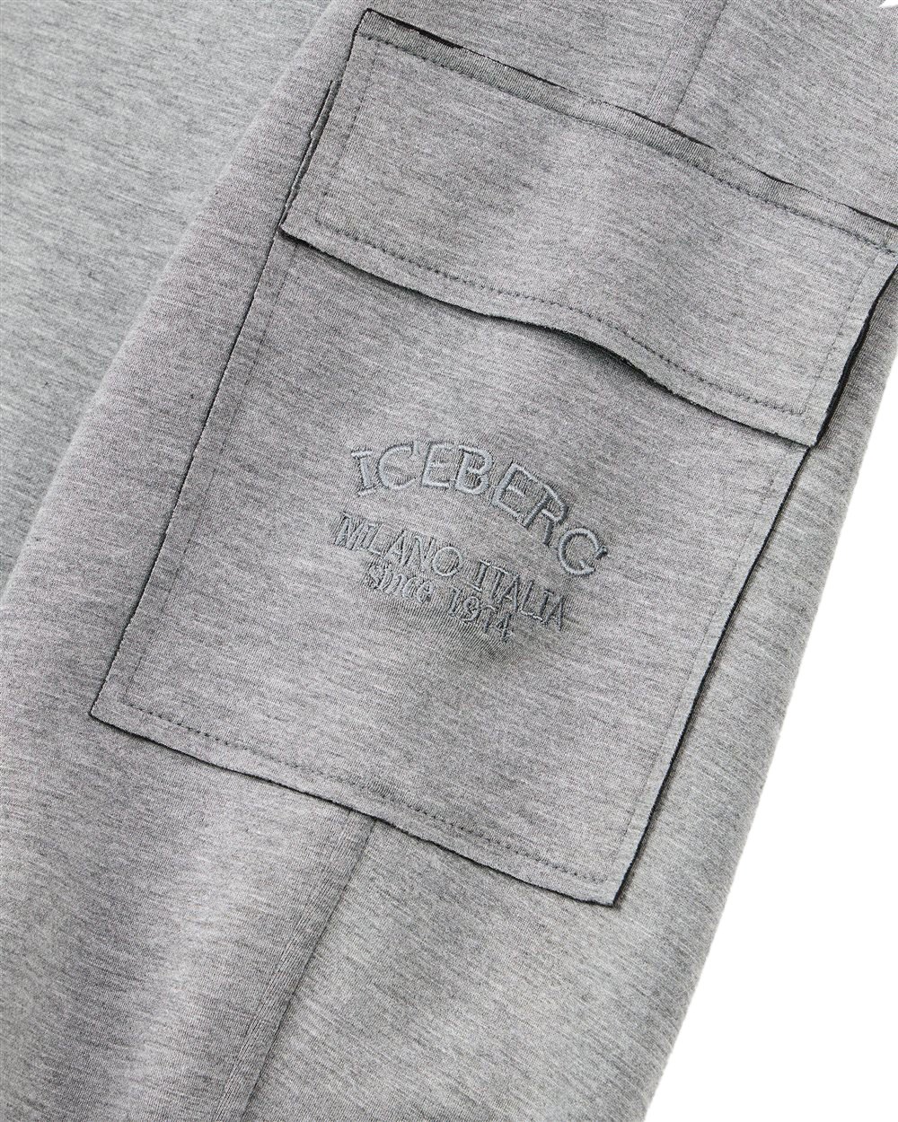 Iceberg KIDS - Dark melange gray cargo pants with elastic trim Grijs