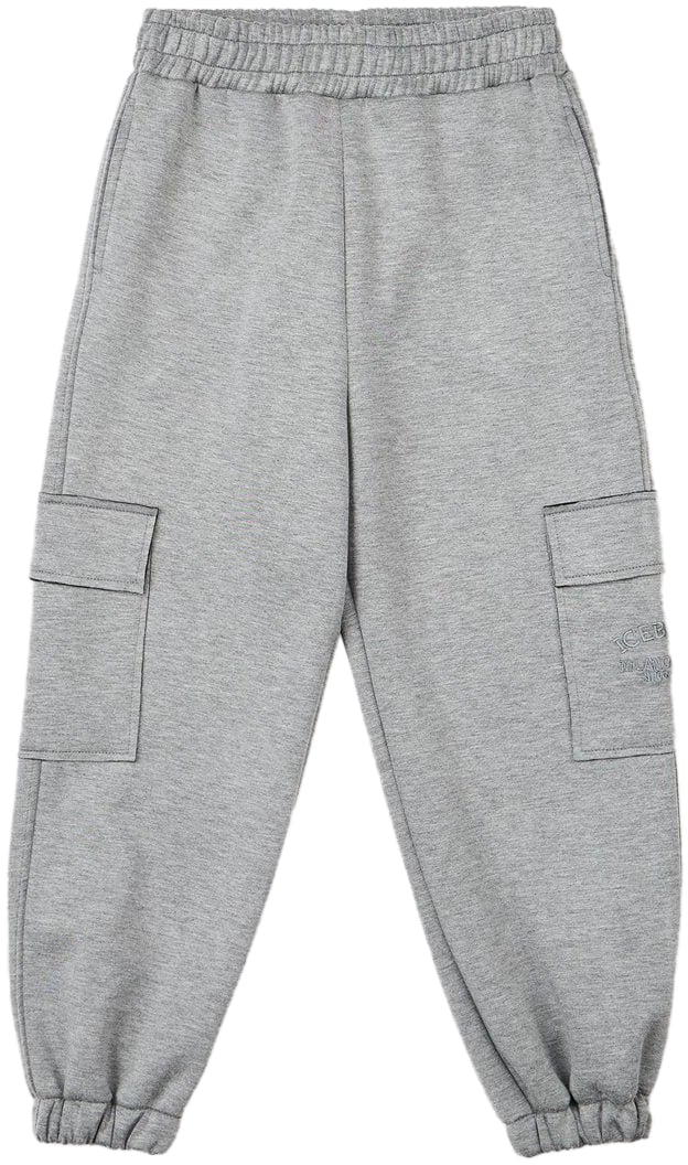 Iceberg KIDS - Dark melange gray cargo pants with elastic trim Grijs