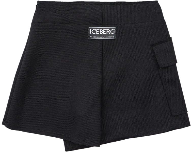 Iceberg KIDS - Black wrap-around miniskirt with cargo-style side pocket Zwart