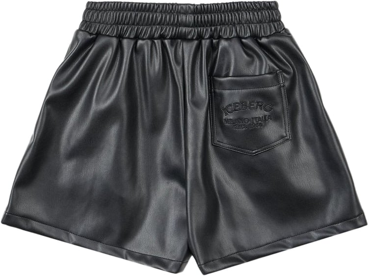 Iceberg KIDS - Black boxer shorts in shiny fabric Zwart