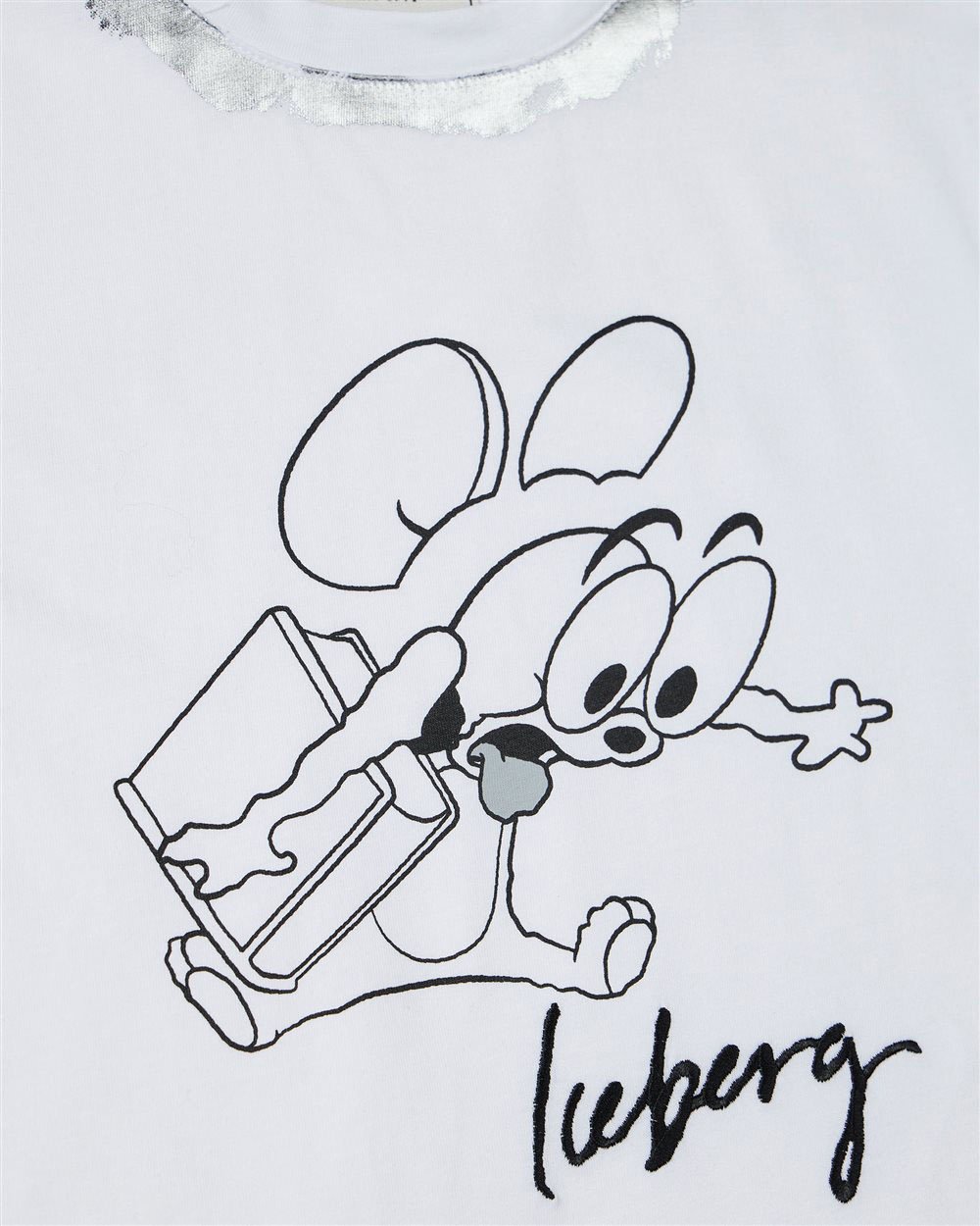 Iceberg KIDS - White short-sleeved T-shirt with a stylized Looney Tunes Jerry and Iceberg logo on the front and edg Wit