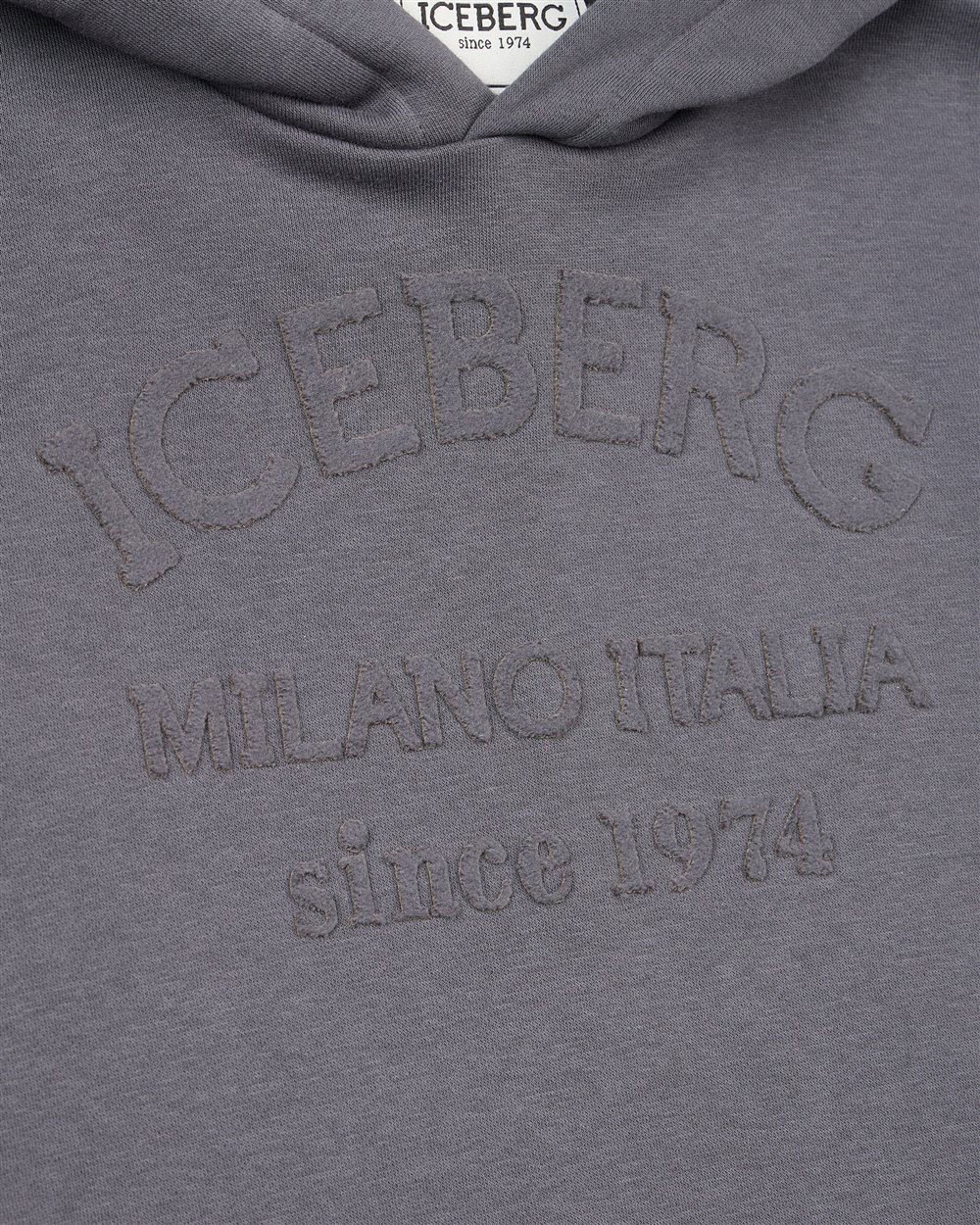 Iceberg KIDS - Heathered gray maxi sweatshirt dress with hood and Iceberg logo Grijs