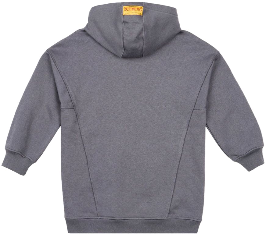 Iceberg KIDS - Heathered gray maxi sweatshirt dress with hood and Iceberg logo Grijs