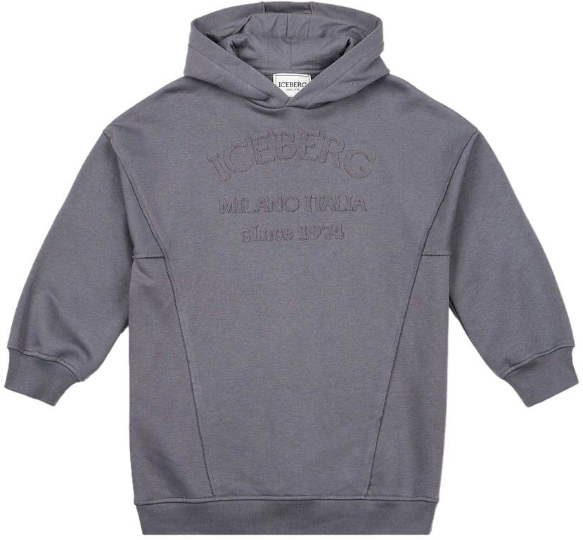 Iceberg KIDS - Heathered gray maxi sweatshirt dress with hood and Iceberg logo Grijs