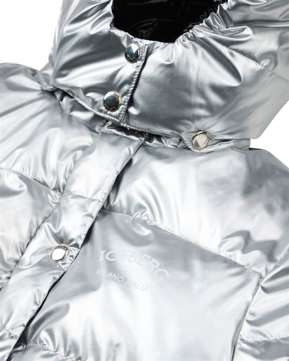 Iceberg KIDS - Silver down jacket with hood and pockets Zilver