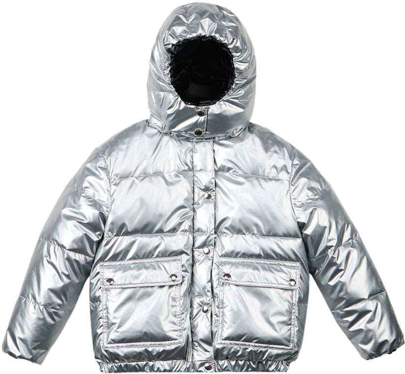 Iceberg KIDS - Silver down jacket with hood and pockets Zilver