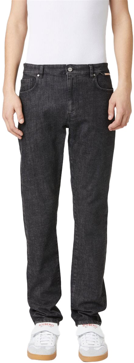 Iceberg Slim fit 5-pocket jeans: intense black, bold style Zwart