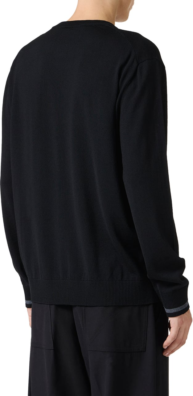 Iceberg Black crewneck sweater in extra-fine merino with Iceberg Milano Italia logo Zwart