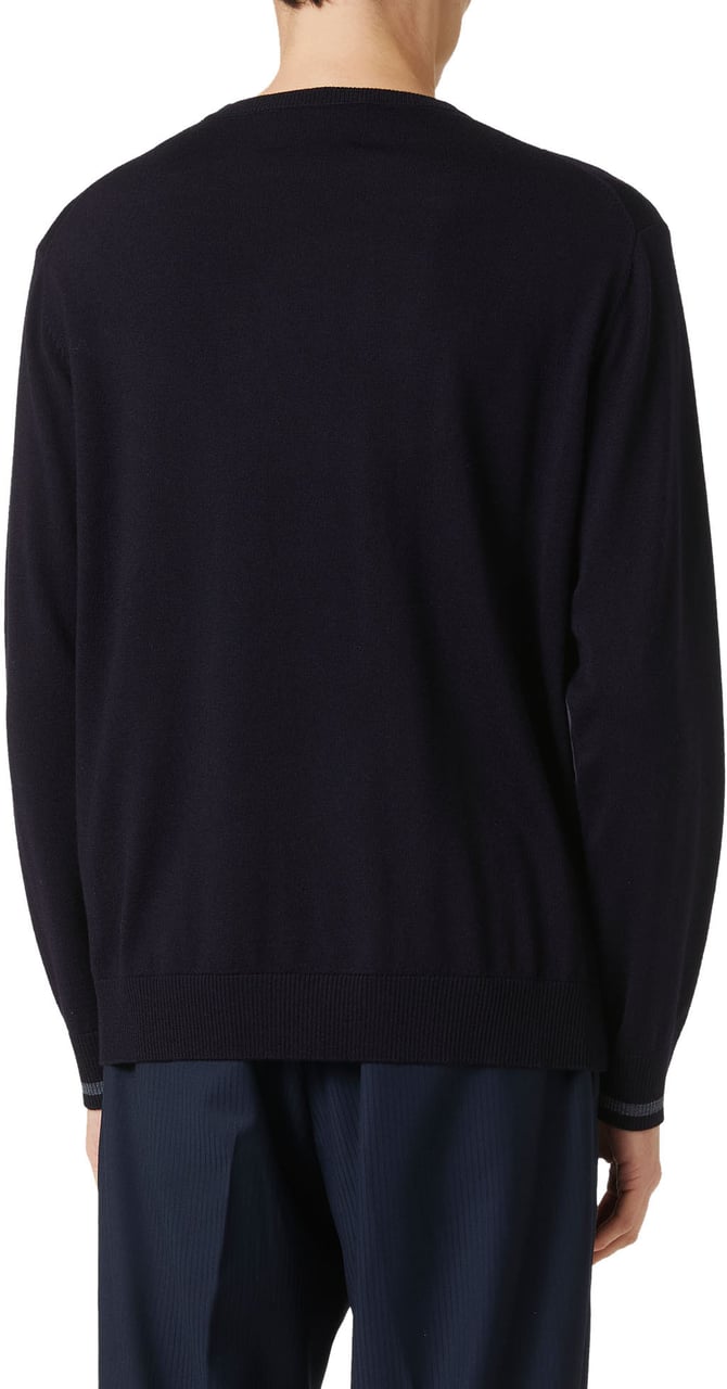 Iceberg Classic blue crewneck sweater in extra-fine merino with Iceberg Milano Italia logo Blauw
