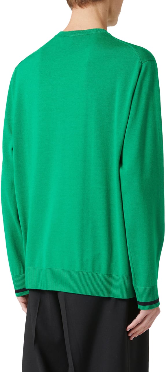 Iceberg Emerald green crewneck sweater in extra-fine merino with Iceberg Milano Italia logo Groen