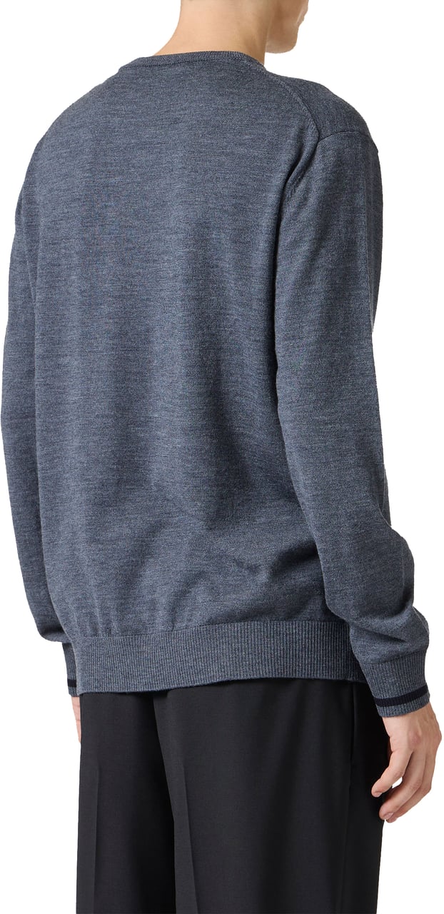 Iceberg Dark grey melange crewneck sweater in extrafine merino with Iceberg Milano Italia logo Grijs