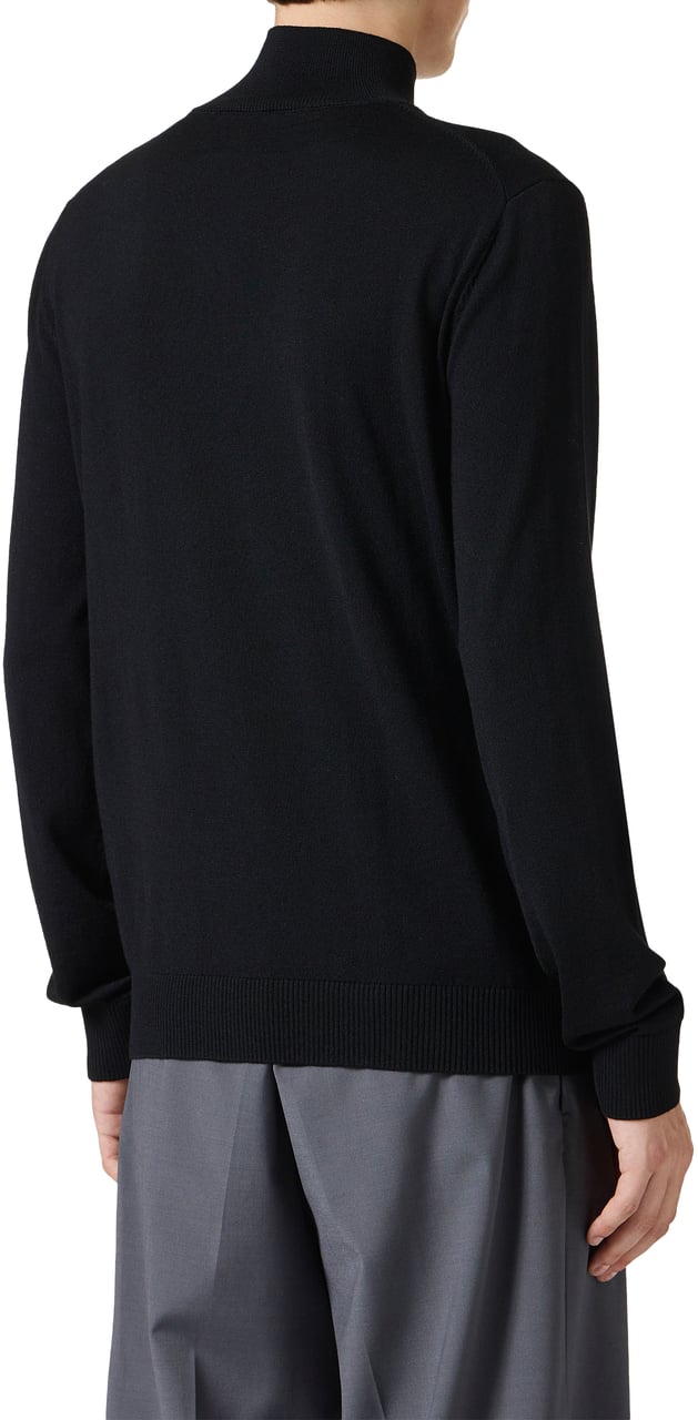 Iceberg Black slim fit turtleneck sweater in merino with contrasting Iceberg logo Zwart