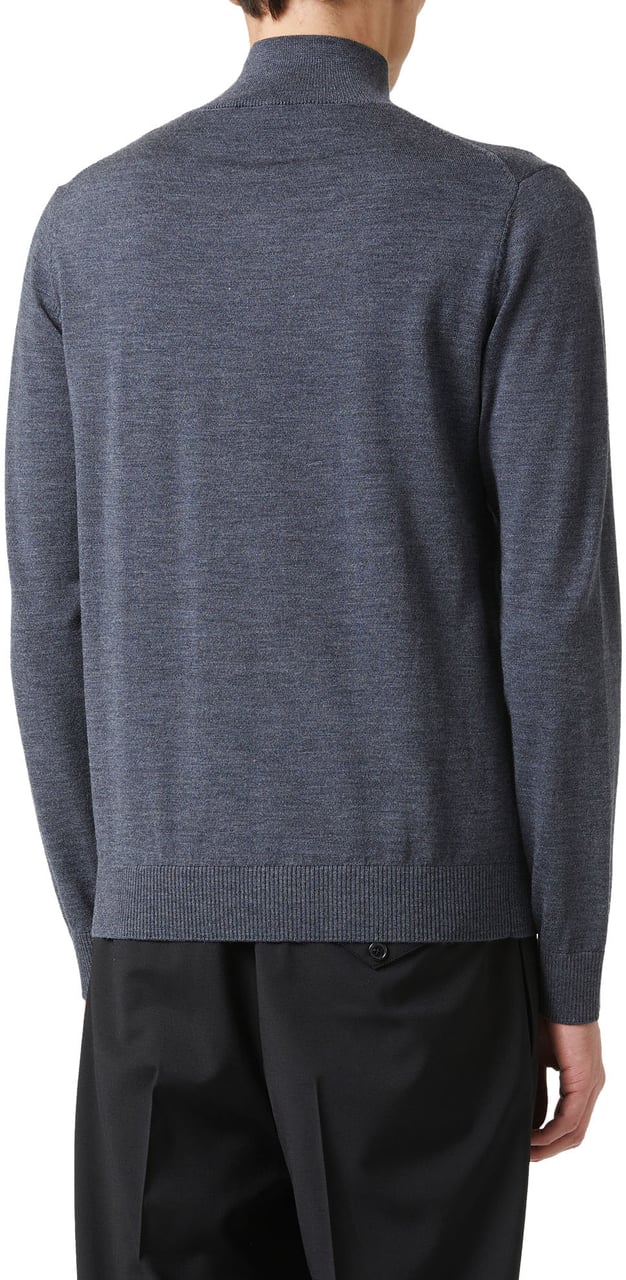 Iceberg Slim fit turtleneck sweater in dark grey merino with contrasting Iceberg logo Grijs