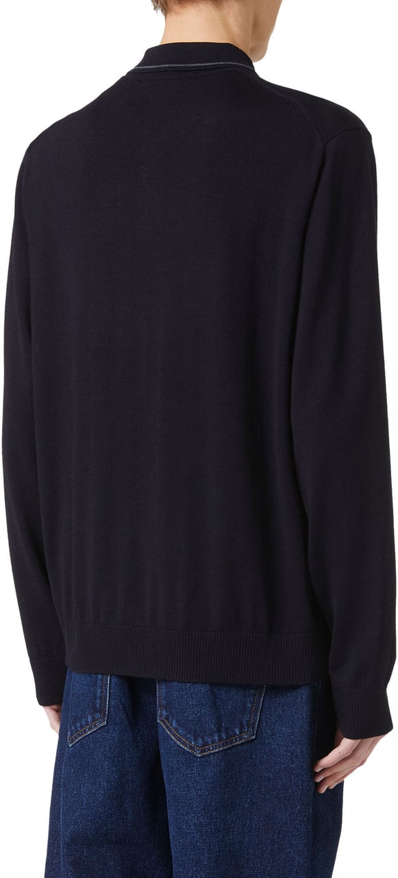 Iceberg Classic blue polo in extra-fine merino with custom embroidery Blauw