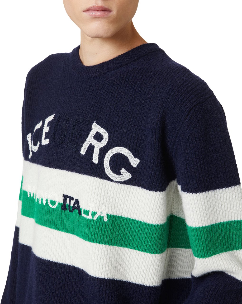 Iceberg Multicolor Crewneck Sweater in Lambswool Corn Stitch Divers
