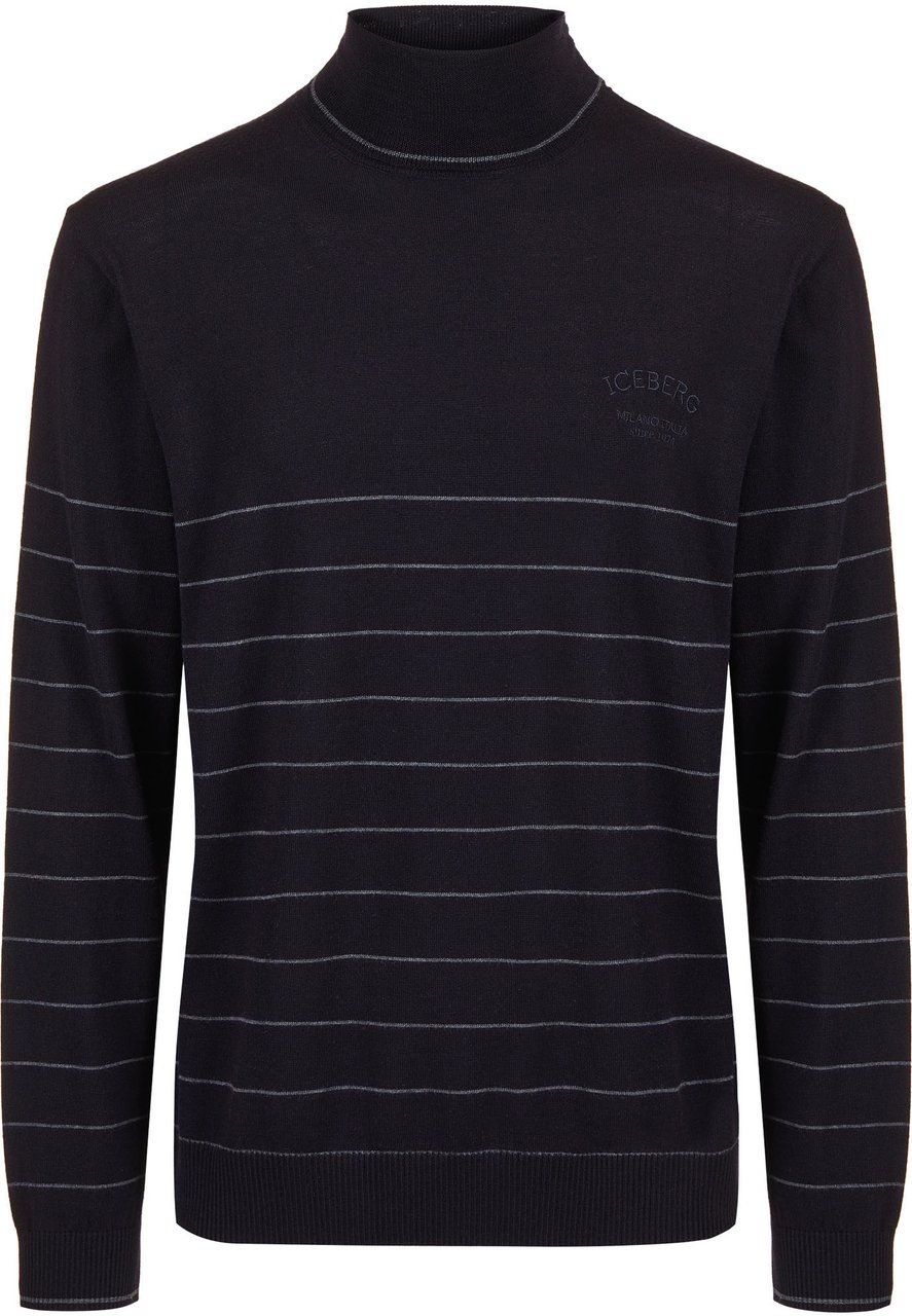 Iceberg Multicolor turtleneck sweater in extra-fine merino with thread embroidery logo Divers
