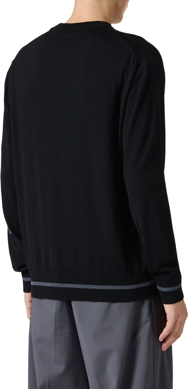 Iceberg Crewneck sweater new regular fit in black extrafine merino Zwart