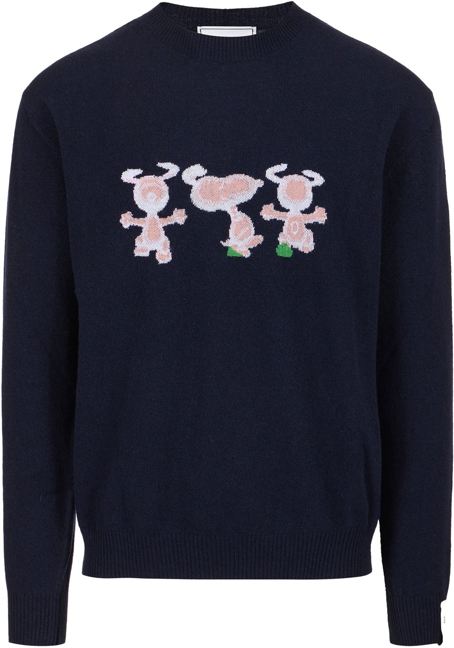 Iceberg Crewneck sweater new regular fit in dark blue extrafine merino Blauw