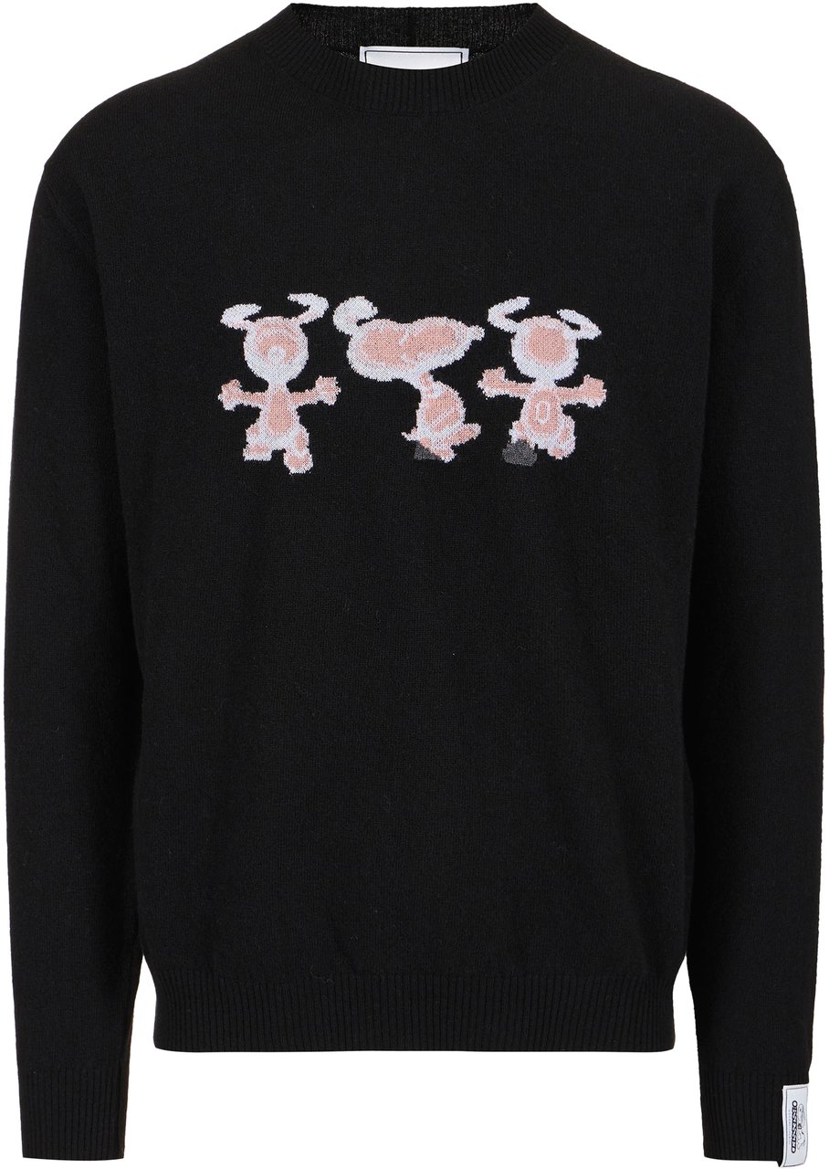 Iceberg New regular fit crew neck sweater in black extra-fine merino Zwart