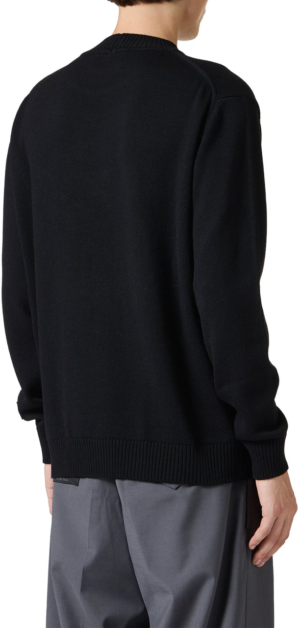 Iceberg New regular fit crew neck sweater in black extra-fine merino wool Zwart