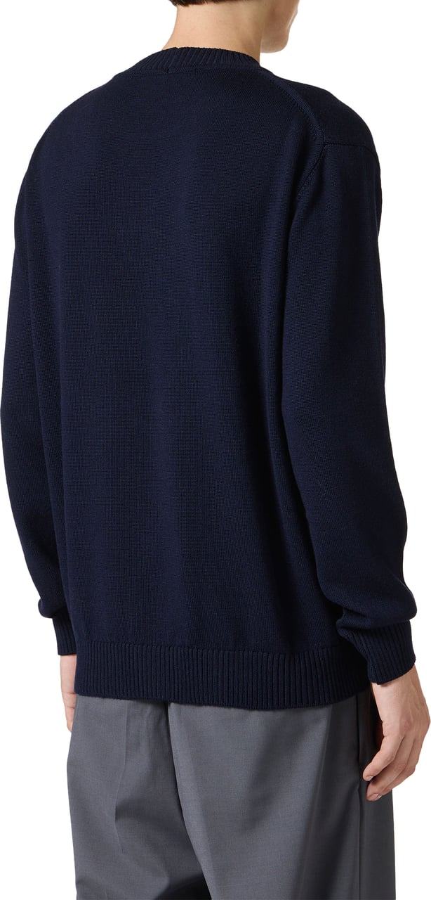 Iceberg New regular fit crew neck sweater in classic blue extra-fine merino wool Blauw