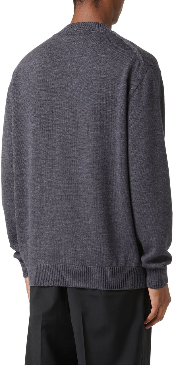 Iceberg Crewneck sweater new regular fit in merino wool extrafine anthracite melange Grijs