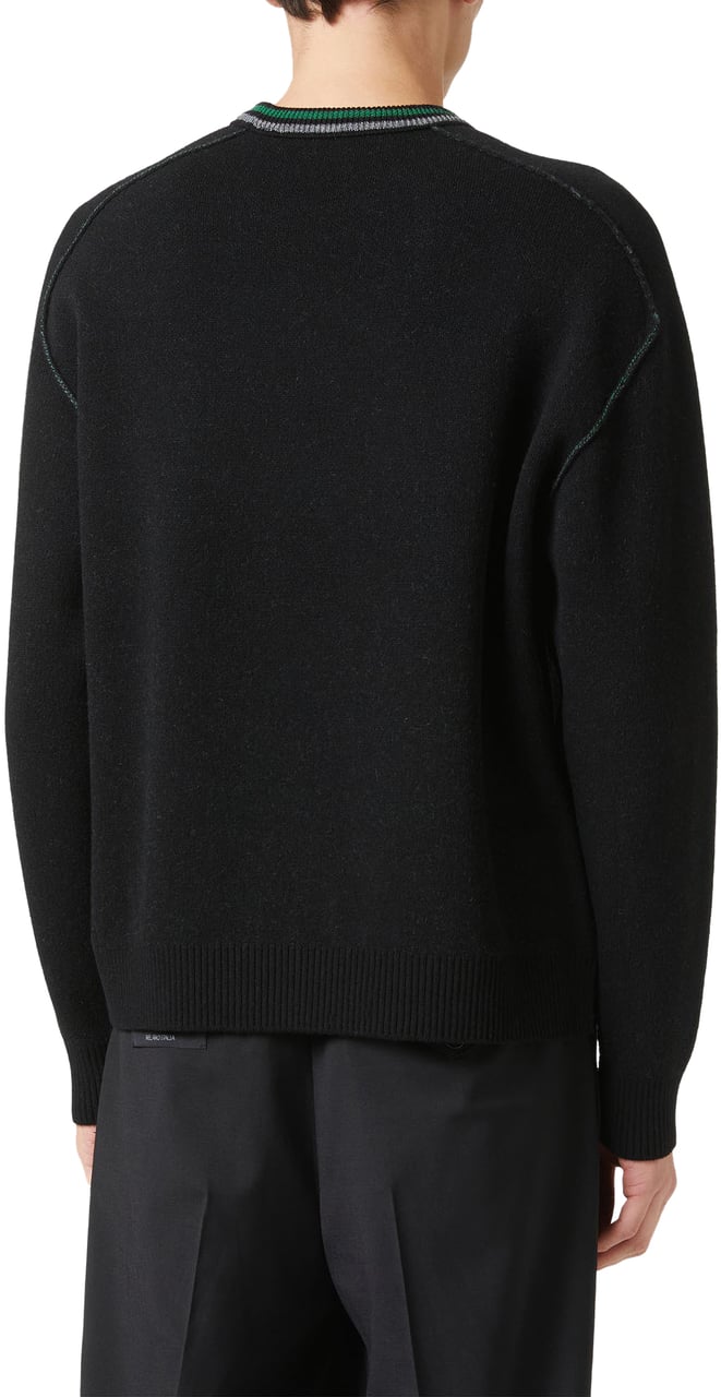 Iceberg New regular fit crew neck sweater in black extra-fine merino Zwart