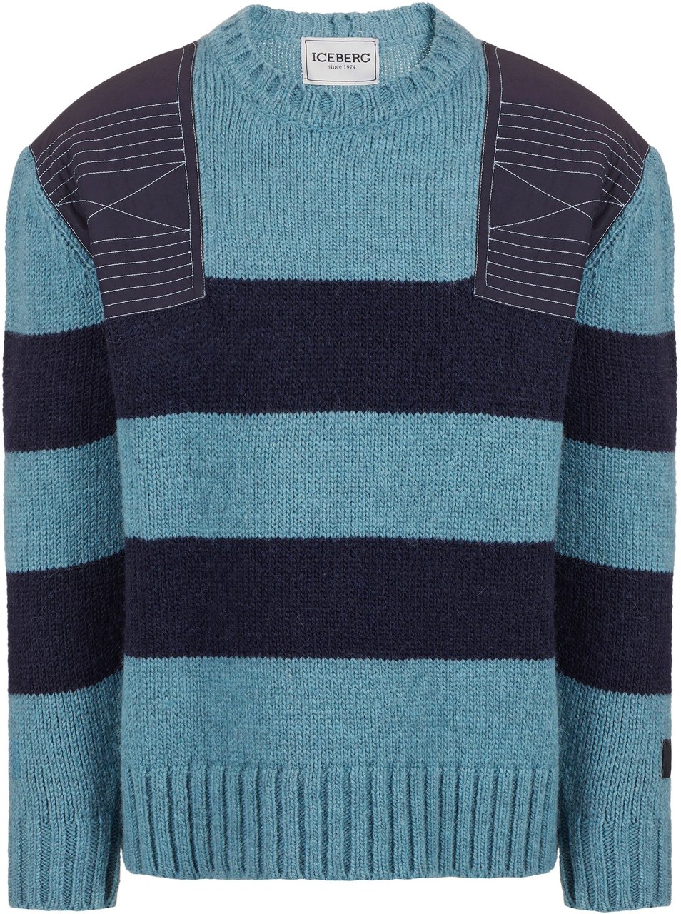 Iceberg Storm-colored wool/alpaca striped polo with tailored details Blauw