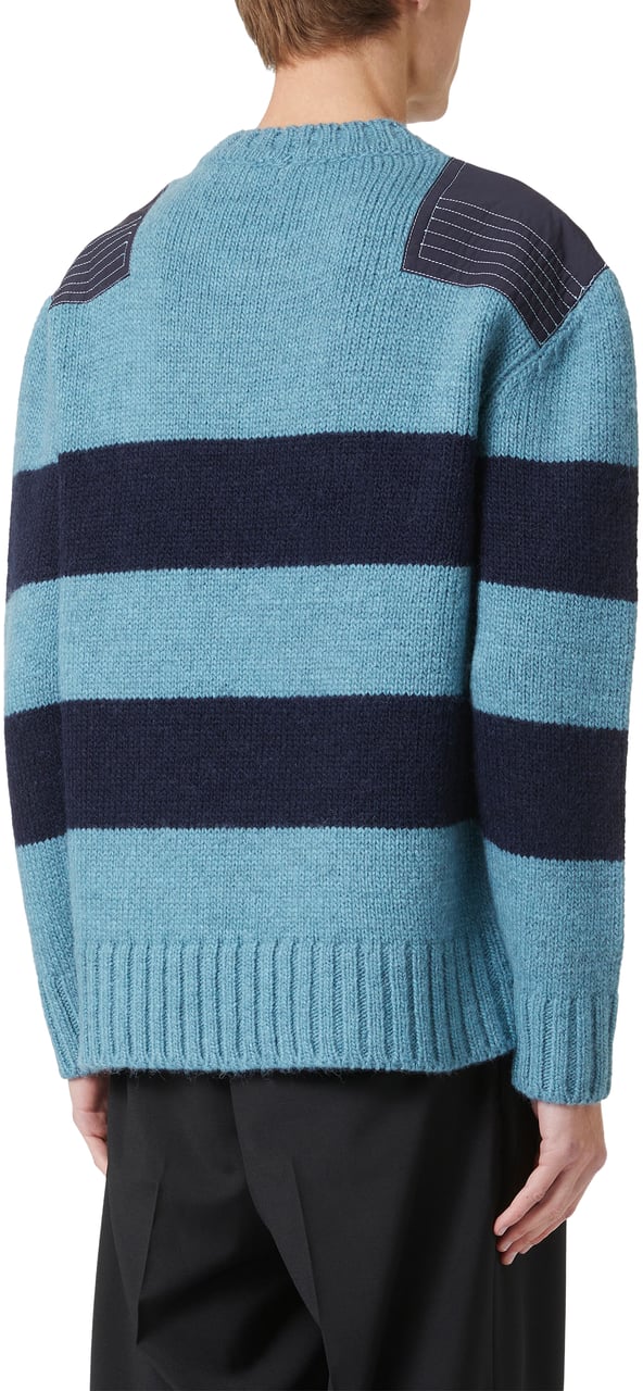 Iceberg Storm-colored wool/alpaca striped polo with tailored details Blauw