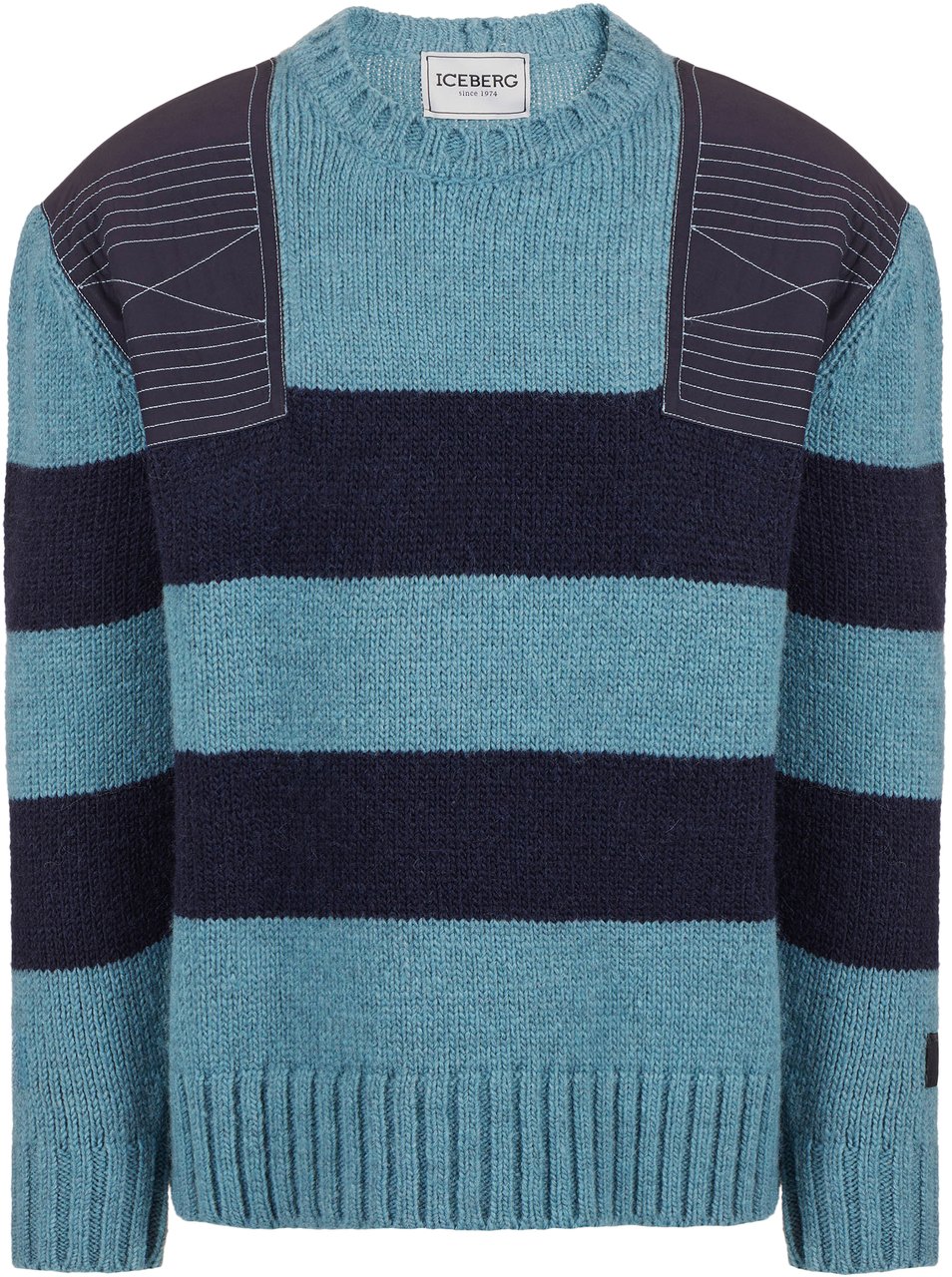 Iceberg Storm-colored wool/alpaca striped polo with tailored details Blauw