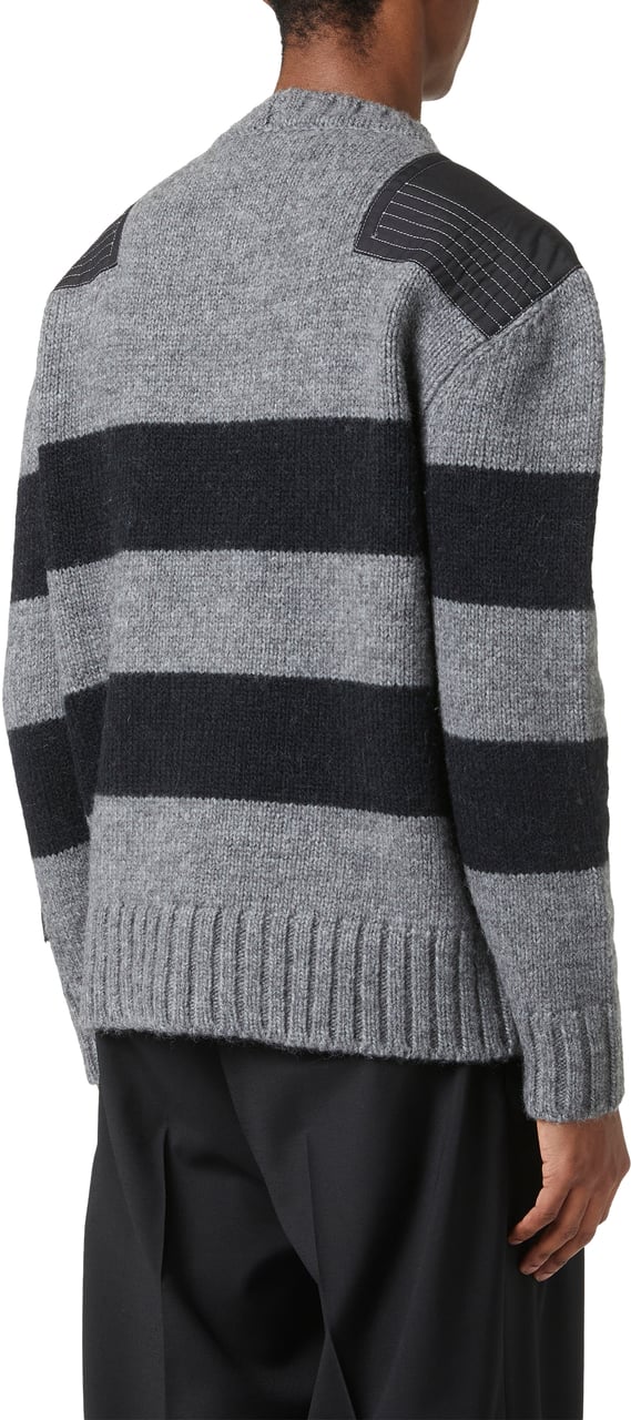 Iceberg Striped polo in wool/alpaca in melange grey with tailored details Grijs