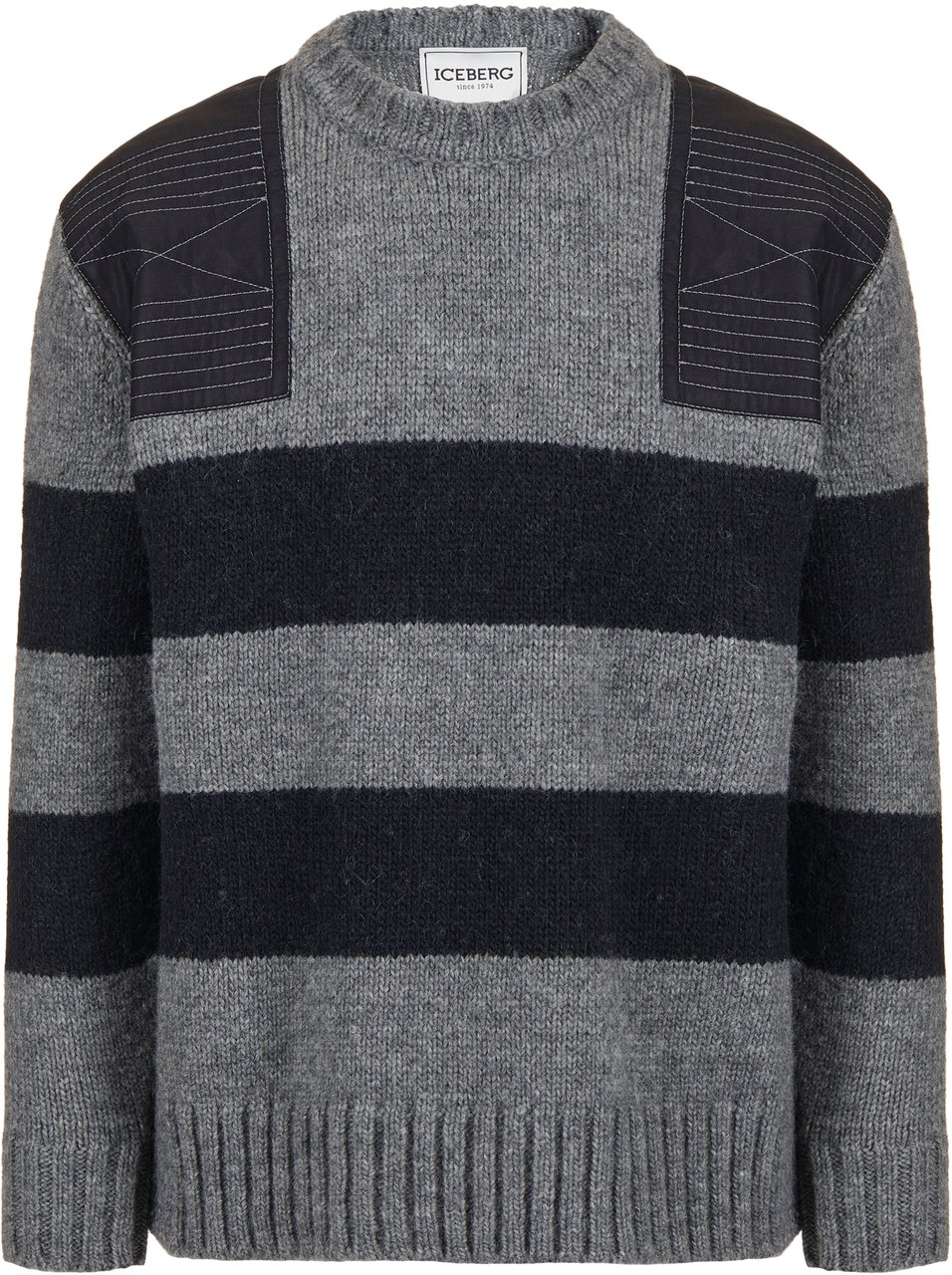 Iceberg Striped polo in wool/alpaca in melange grey with tailored details Grijs