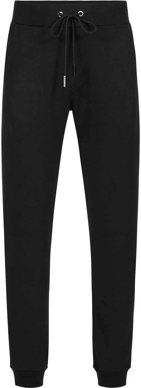Iceberg Regular fit trousers in black cotton fleece with embroidered bear patch Zwart