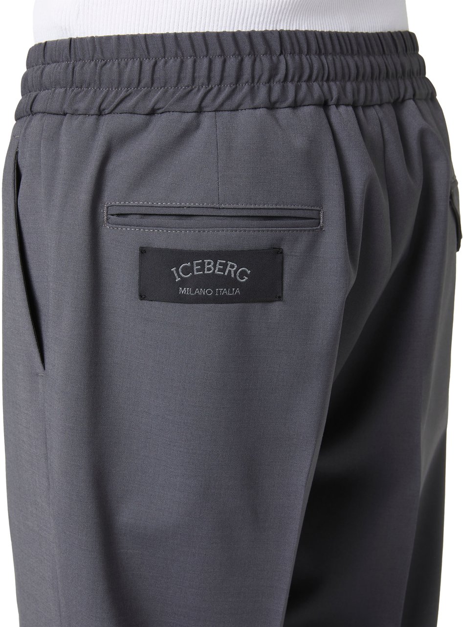 Iceberg Dark grey cool wool fabric trousers with elastic waist Grijs