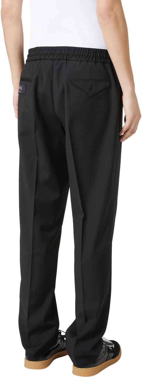 Iceberg Black cool wool fabric trousers with elastic waist Zwart