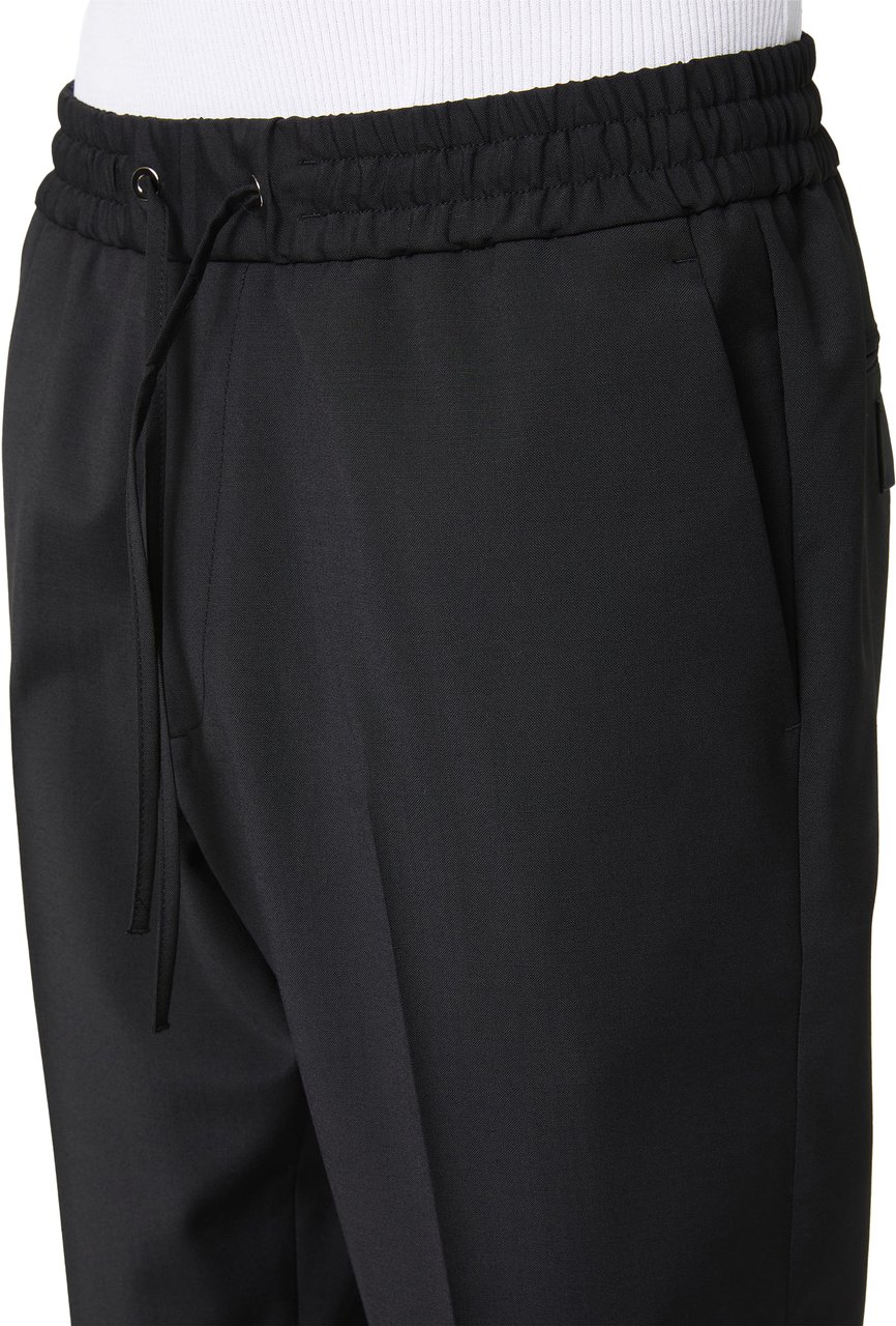 Iceberg Black cool wool fabric trousers with elastic waist Zwart